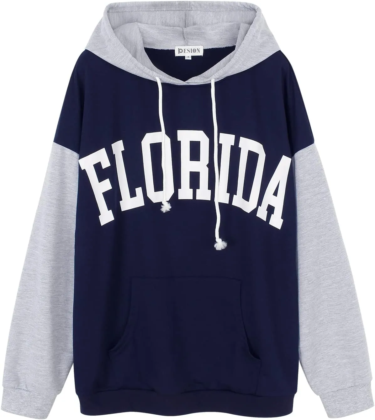 PESION Womens Pullover Hoodies Oversized Graphic Color Block Novelty Hoodie Sweatshirts with Pockets