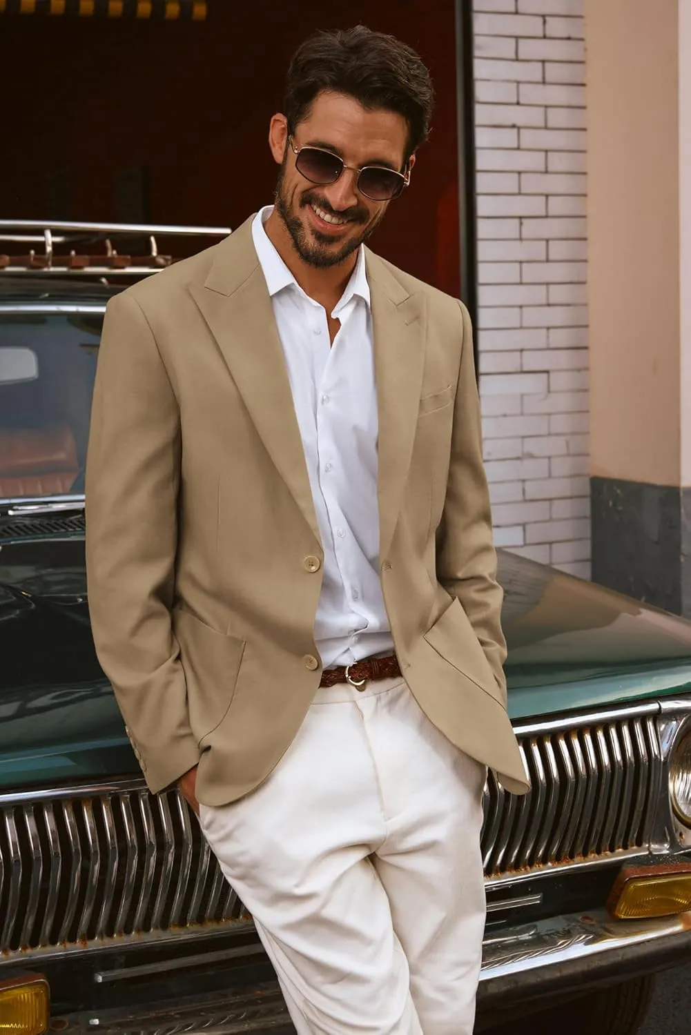 PJ PAUL JONES Mens Blazer Cotton Linen Suit Jacket Lightweight Casual Blazer Jackets with Pockets