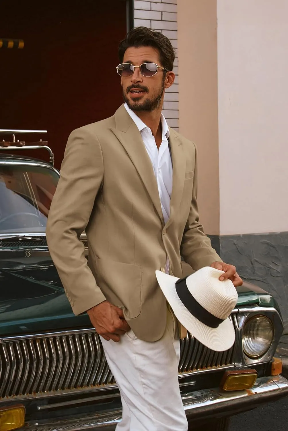 PJ PAUL JONES Mens Blazer Cotton Linen Suit Jacket Lightweight Casual Blazer Jackets with Pockets