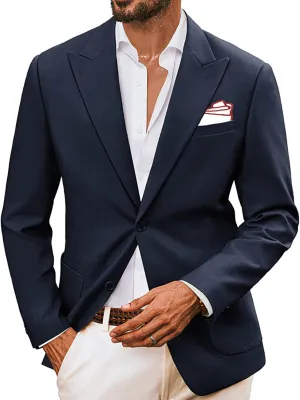 PJ PAUL JONES Mens Blazer Cotton Linen Suit Jacket Lightweight Casual Blazer Jackets with Pockets