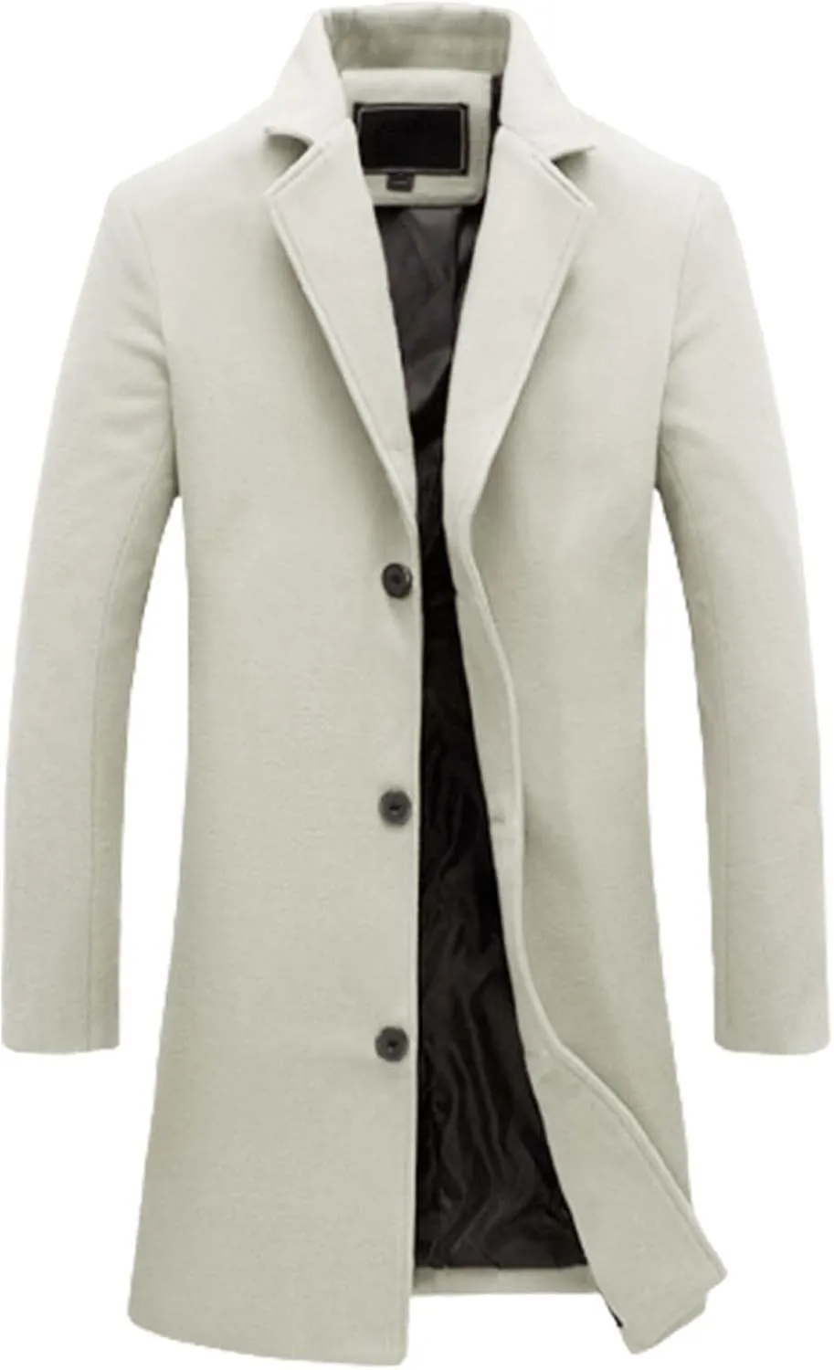 QWENTMTNTY Mens Wool Blend Single Breasted Notched Lapel Trench Coat Oversized Winter Coats Business Casual Wool Jackets
