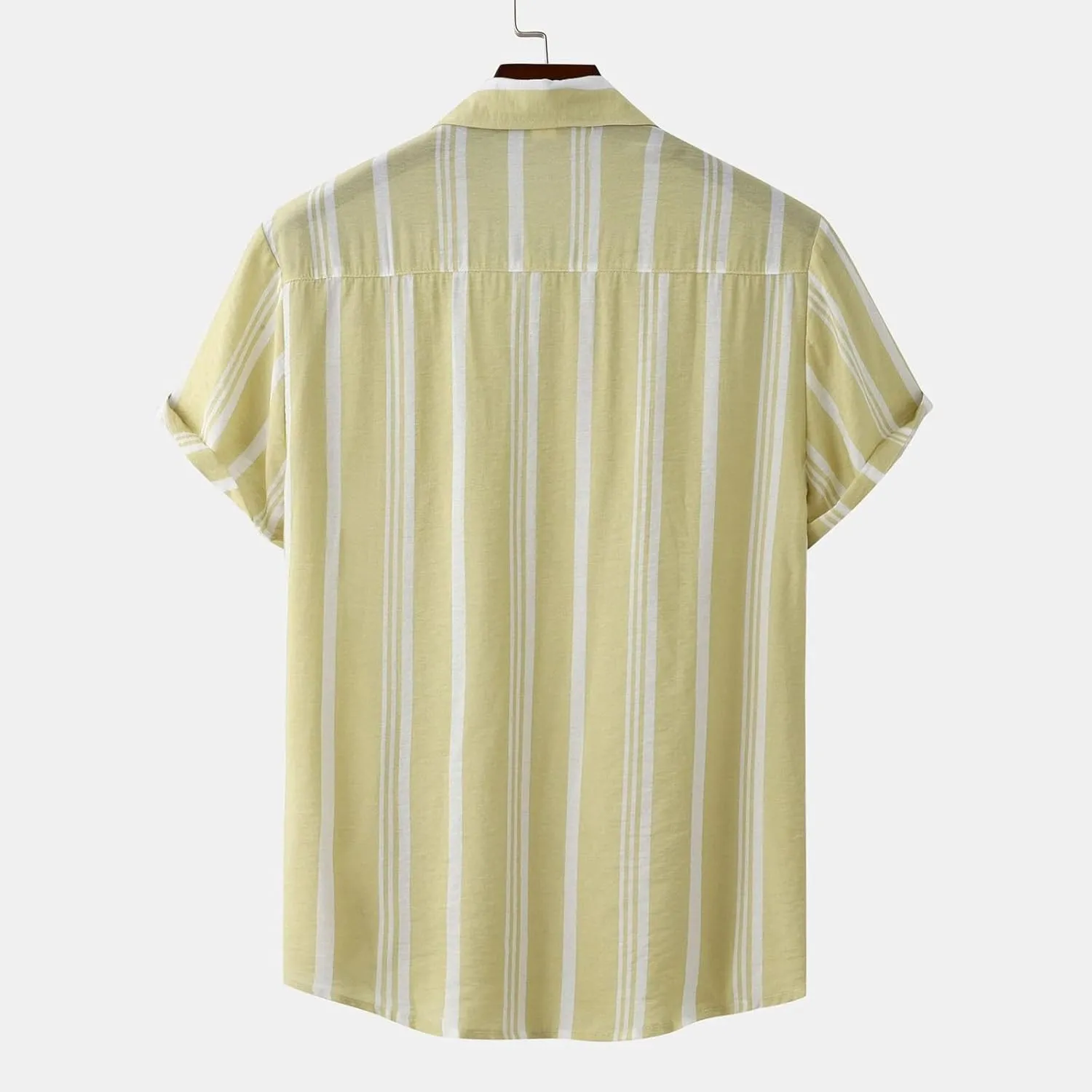 RTRDE Men's Shirt Casual Stylish Short Sleeve Button Down Striped Summer Beach Dress Shirts, M-3XL