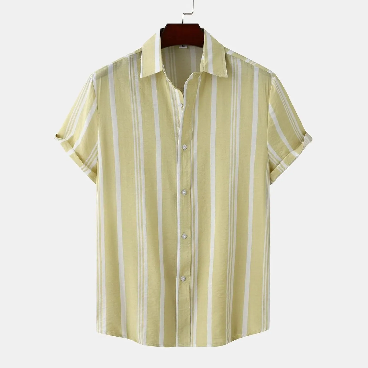 RTRDE Men's Shirt Casual Stylish Short Sleeve Button Down Striped Summer Beach Dress Shirts, M-3XL