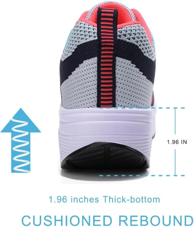 RUIDENG Platform Sneakers for Women Air Cushion | Walking Shoes Women Comfortable All Day | Thick Rocker Bottom