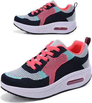 RUIDENG Platform Sneakers for Women Air Cushion | Walking Shoes Women Comfortable All Day | Thick Rocker Bottom