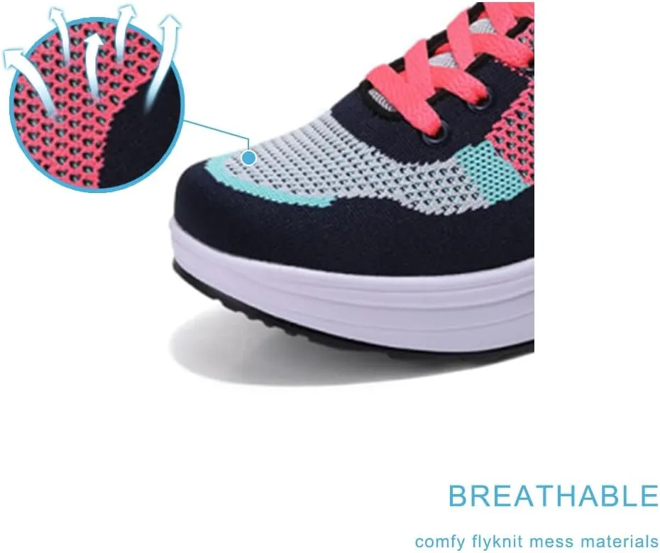 RUIDENG Platform Sneakers for Women Air Cushion | Walking Shoes Women Comfortable All Day | Thick Rocker Bottom