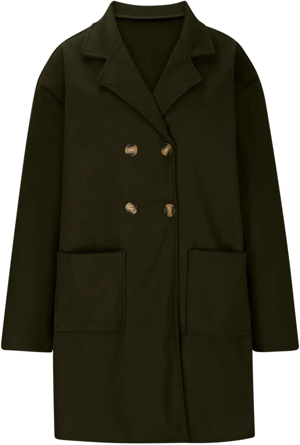 SEAOPEN Pea Coats for Women Thick Wool Trench Coat Long Double Breasted Peacoats Lapel Open Front Jacket with Pockets