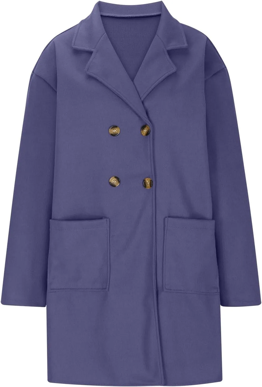 SEAOPEN Pea Coats for Women Thick Wool Trench Coat Long Double Breasted Peacoats Lapel Open Front Jacket with Pockets
