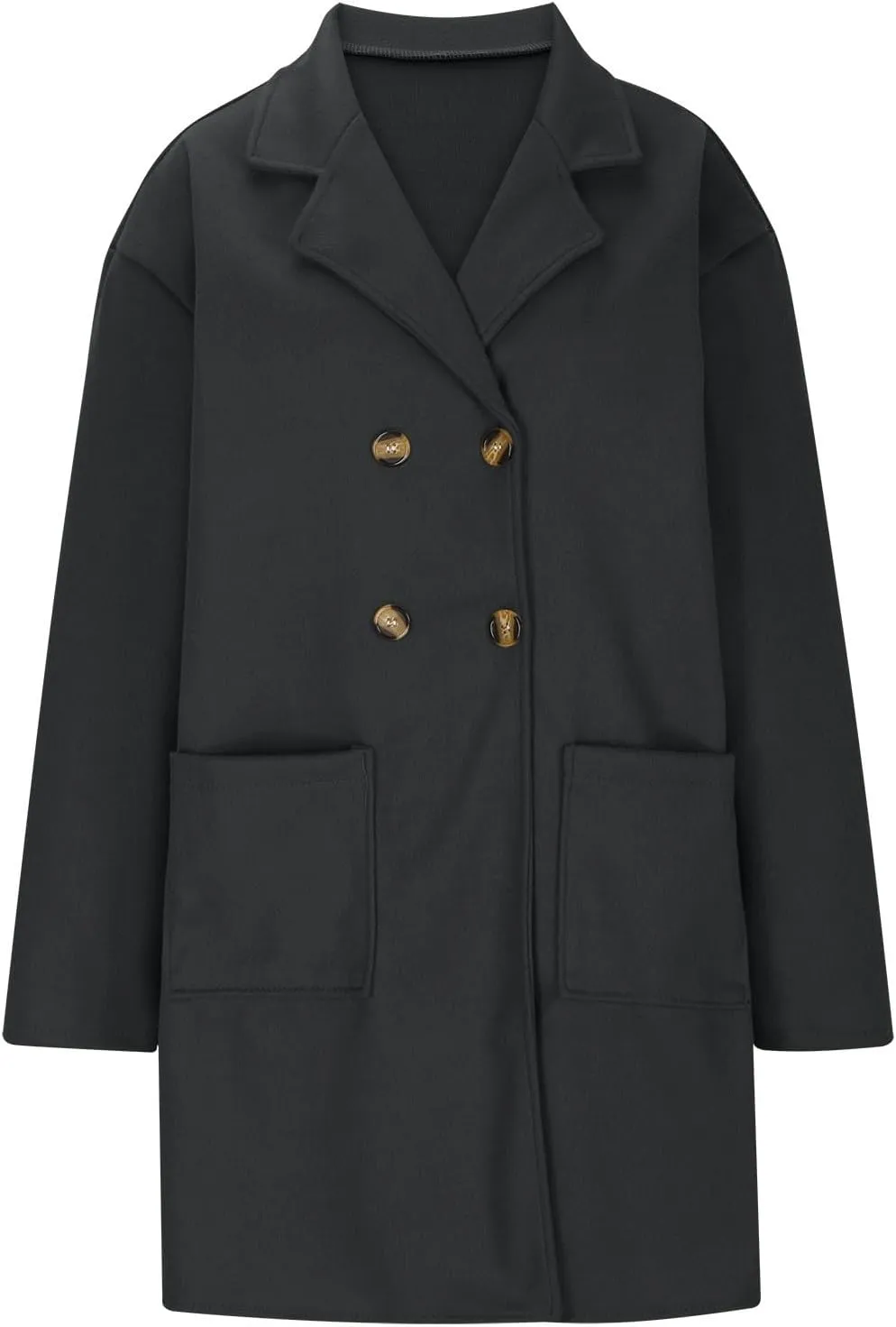 SEAOPEN Pea Coats for Women Thick Wool Trench Coat Long Double Breasted Peacoats Lapel Open Front Jacket with Pockets