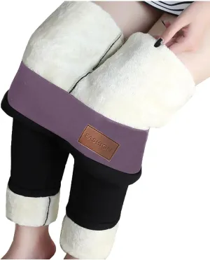 Sherpa Fleece Lined Leggings for Women Warm Thick Leggings High Waist Workout Pants Plus Size Winter Leggings Tights
