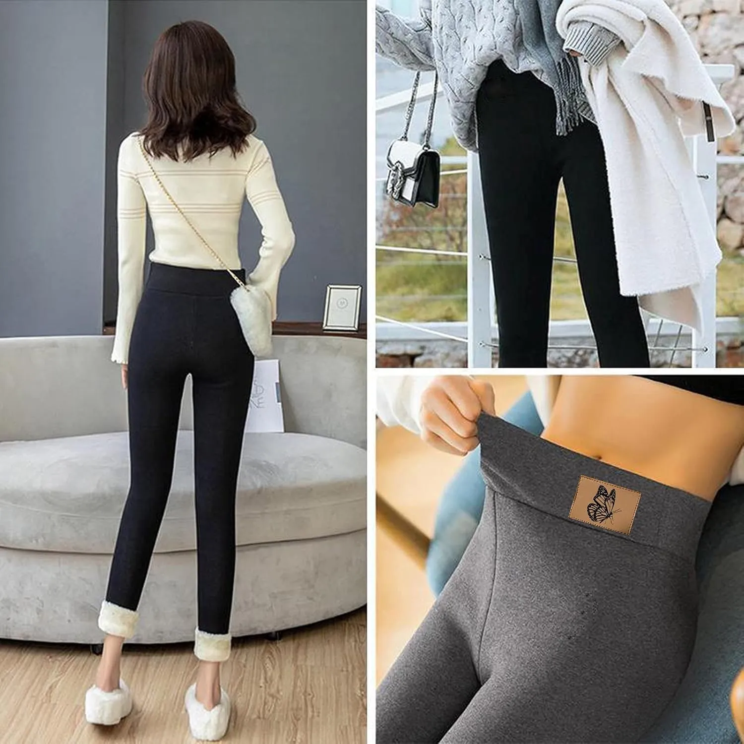 Sherpa Fleece Lined Leggings for Women Warm Thick Leggings High Waist Workout Pants Plus Size Winter Leggings Tights