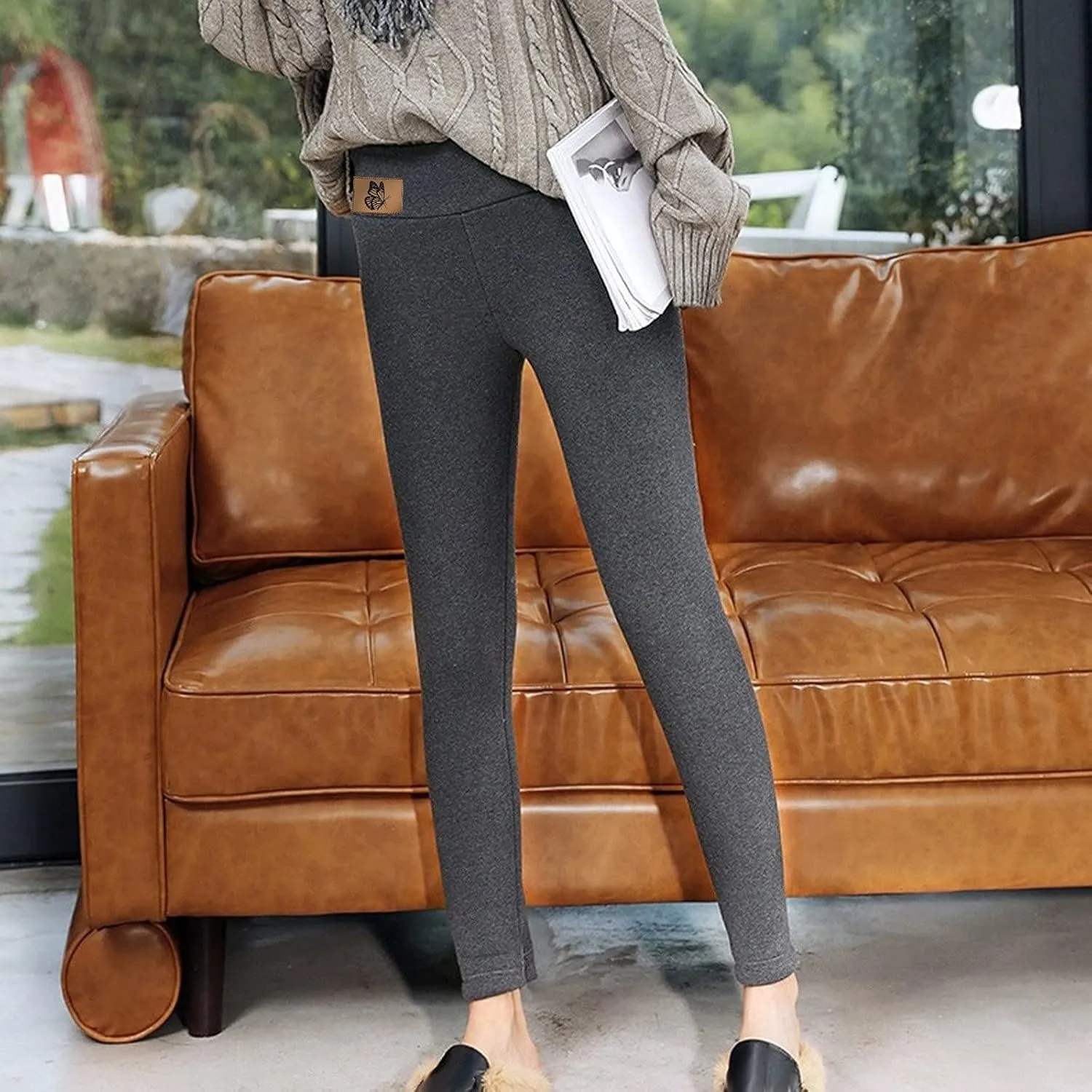 Sherpa Fleece Lined Leggings for Women Warm Thick Leggings High Waist Workout Pants Plus Size Winter Leggings Tights