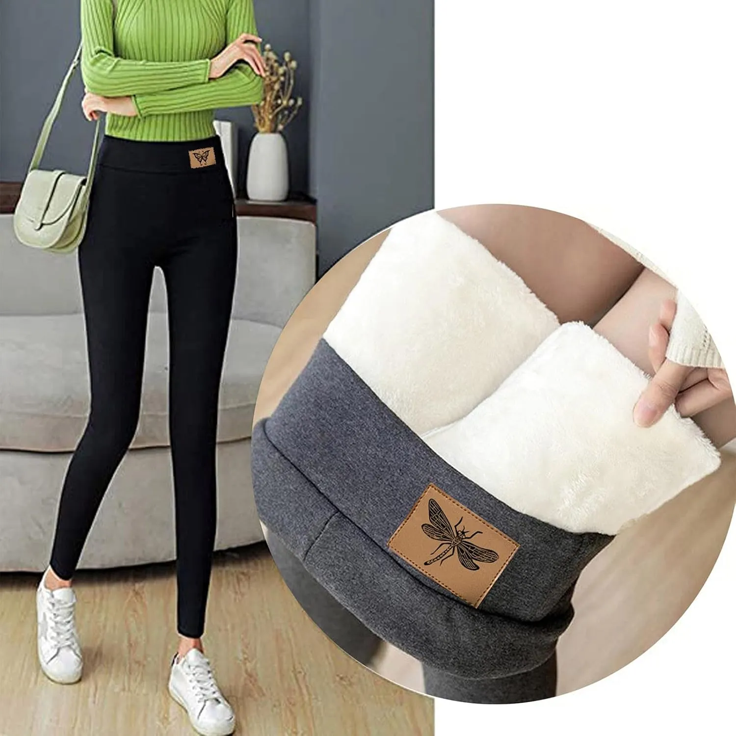 Sherpa Fleece Lined Leggings for Women Warm Thick Leggings High Waist Workout Pants Plus Size Winter Leggings Tights