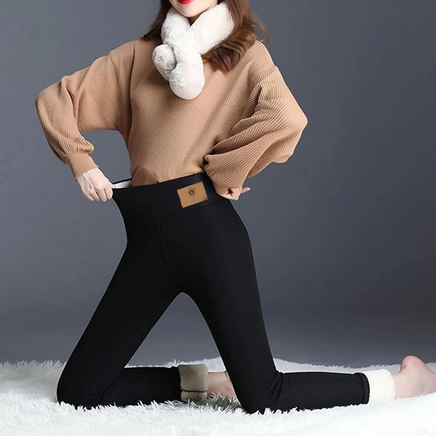 Sherpa Fleece Lined Leggings for Women Warm Thick Leggings High Waist Workout Pants Plus Size Winter Leggings Tights