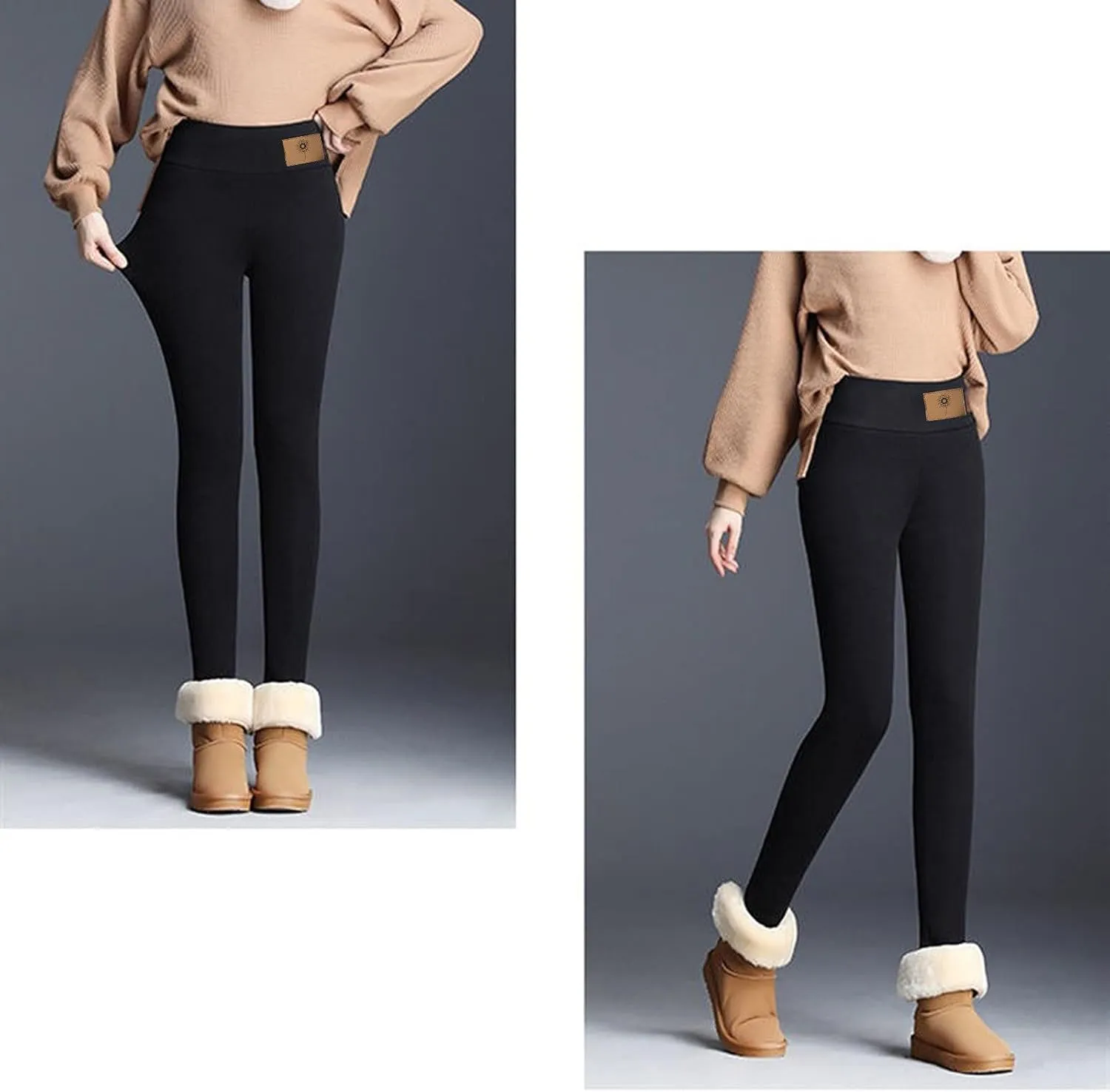 Sherpa Fleece Lined Leggings for Women Warm Thick Leggings High Waist Workout Pants Plus Size Winter Leggings Tights