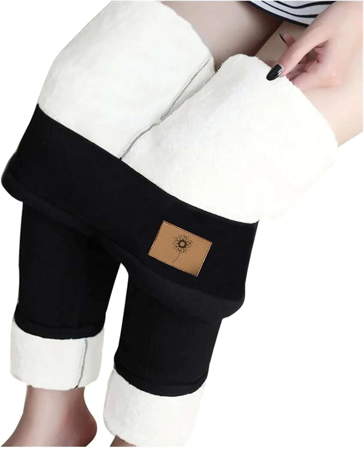 Sherpa Fleece Lined Leggings for Women Warm Thick Leggings High Waist Workout Pants Plus Size Winter Leggings Tights