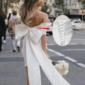 Short Wedding Dress for Bride Strapless Boho Mini Wedding Reception Gowns Hi023