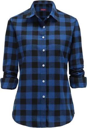 Soft Women Flannel Shirt Checkered Plaid Button Down Shirt Womens Fall Outfits