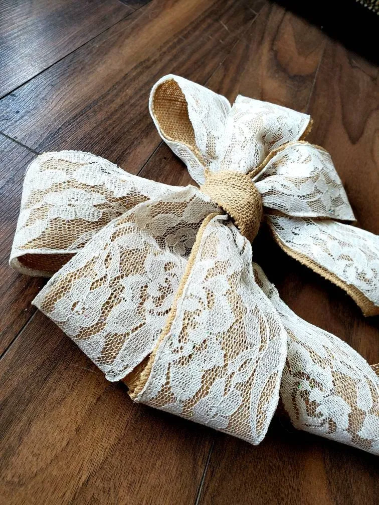 Sparkly Lace Burlap Bow - Perfect for Weddings, Parties, and Special Occasions