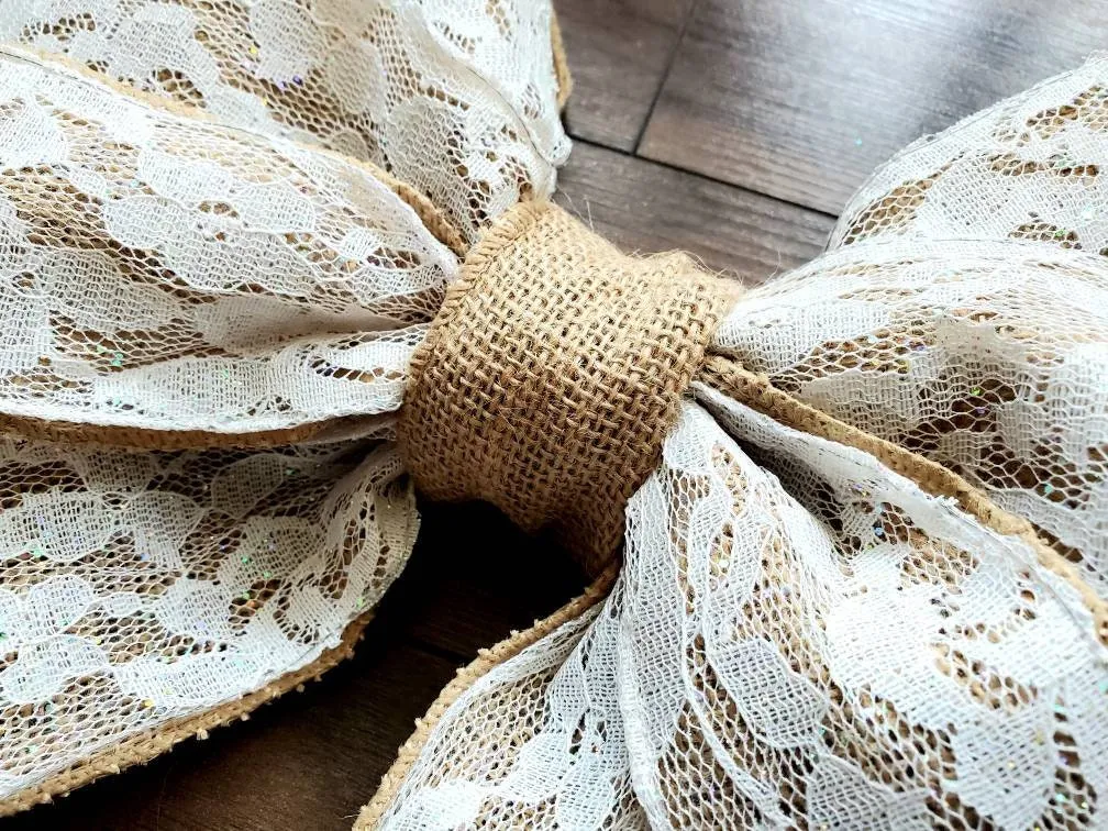 Sparkly Lace Burlap Bow - Perfect for Weddings, Parties, and Special Occasions