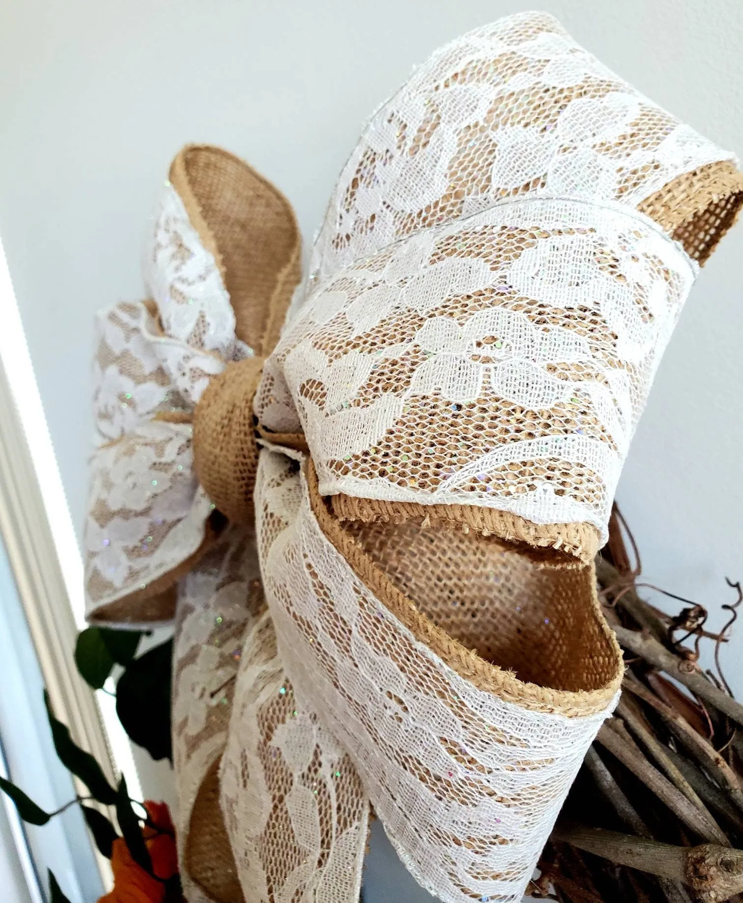 Sparkly Lace Burlap Bow - Perfect for Weddings, Parties, and Special Occasions