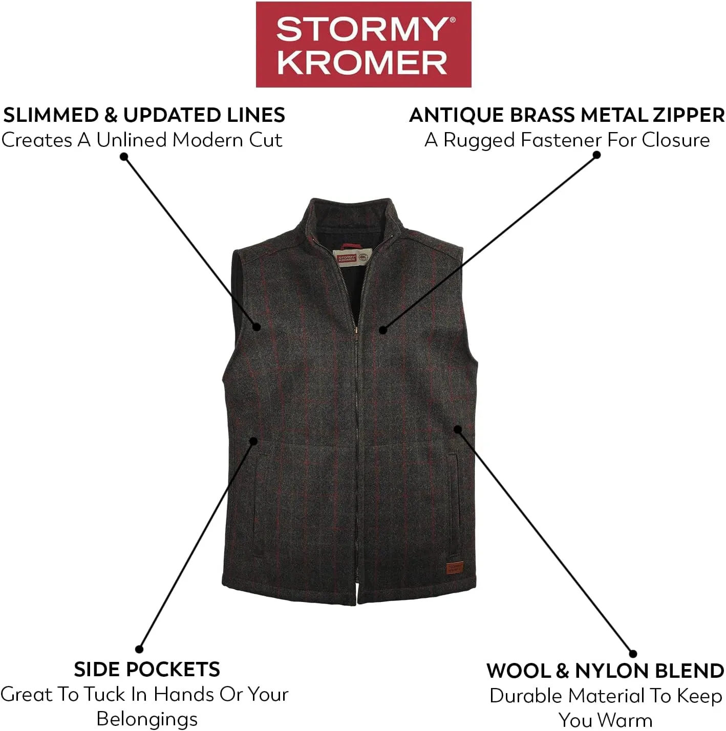 Stormy Kromer The Ironwood Vest - Mens Winter Zip Vest, Cold Weather Outerwear
