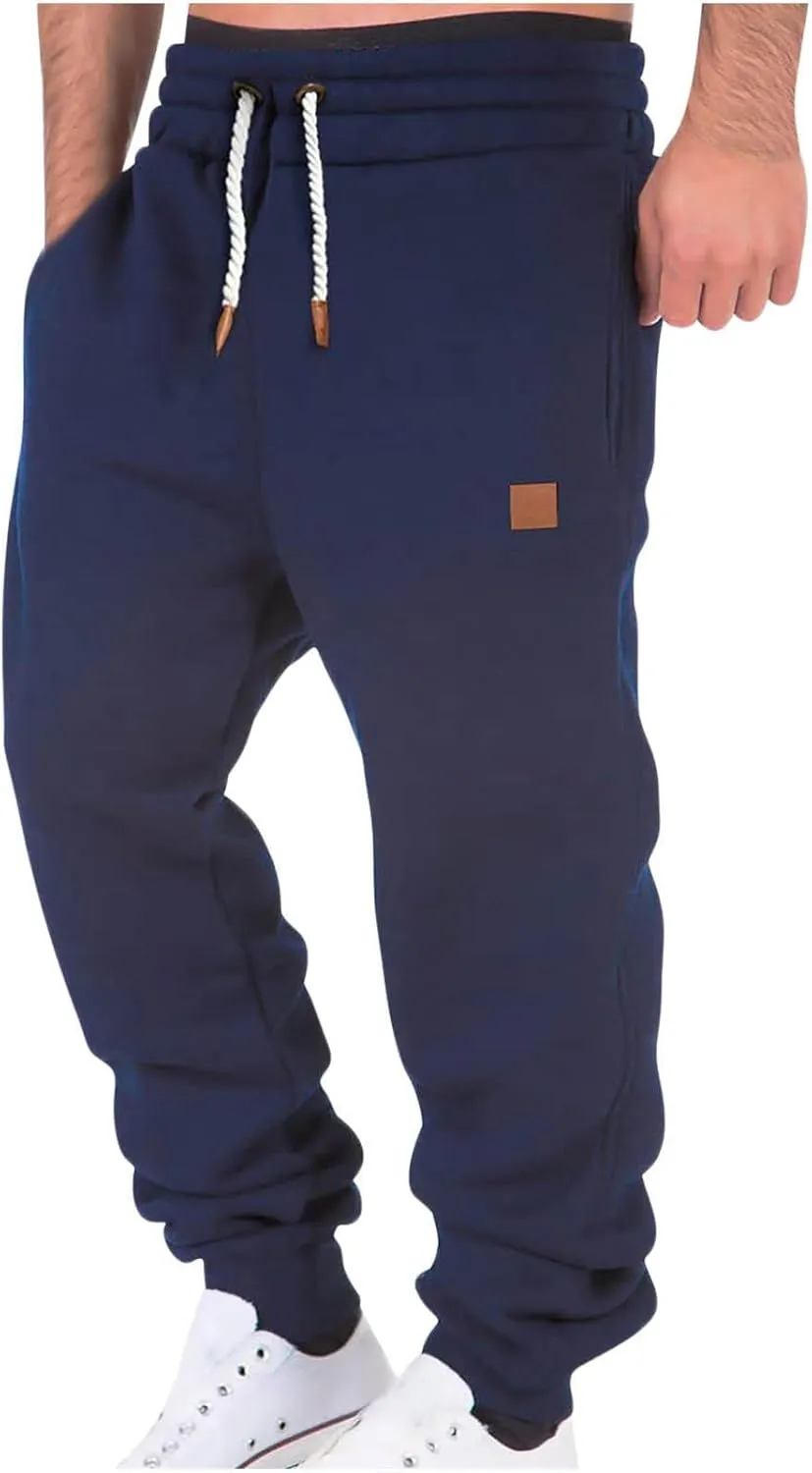 Sweatpants for Men Drawstring Elastic Waist Joggers Big and Tall Slim Fit Jogger Sweatpants Fleece Athletic Joggers