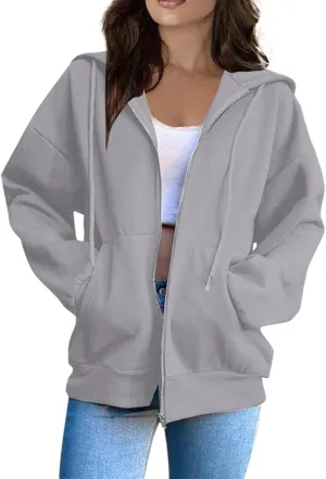 Sweatshirts for Women Womens Fashion Women Zip Up Hoodies Oversized Sweatshirts Casual 2024 Fall Jacket with Pockets