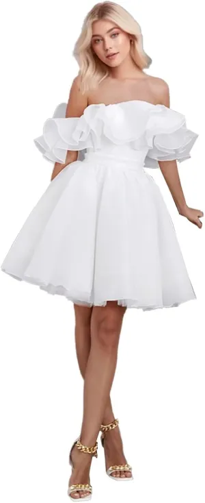 Sweetheart Short Wedding Dress for Bride Detachable Sleeves Boho Wedding Dress Tulle Bridal Gown