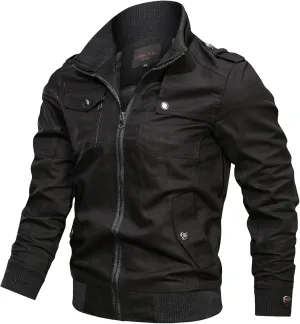 Thatrich Men's Bomber Jacket Lightweight Casual Motorcycle Jackets Cargo Trench Coat Cropped Windbreaker Flight Jackets Coats