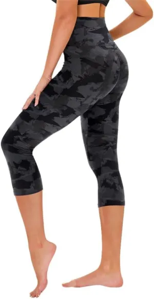 TNNZEET Capri Leggings for Women - Tummy Control Black Leggings with Pockets High Waisted Yoga Pants Workout Cycling Leggings