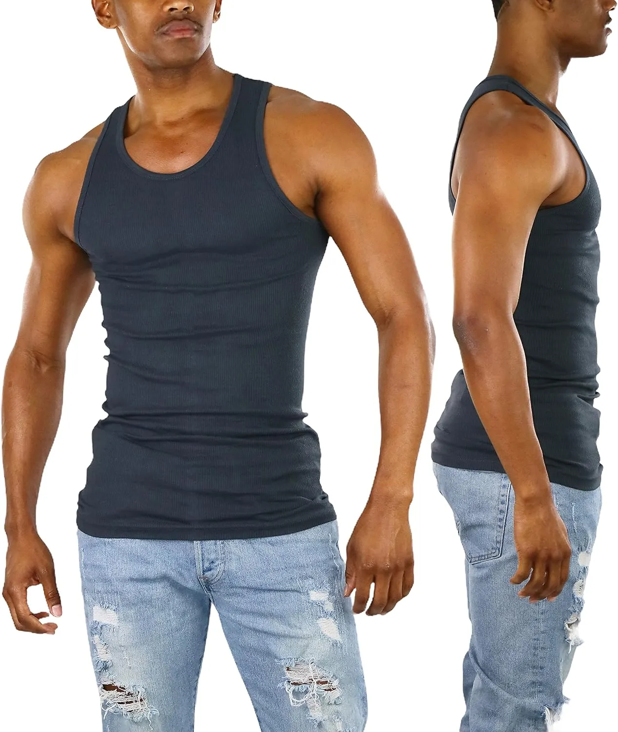 ToBeInStyle Mens Workout A-Shirt Long Muscle Shirt Tank Top