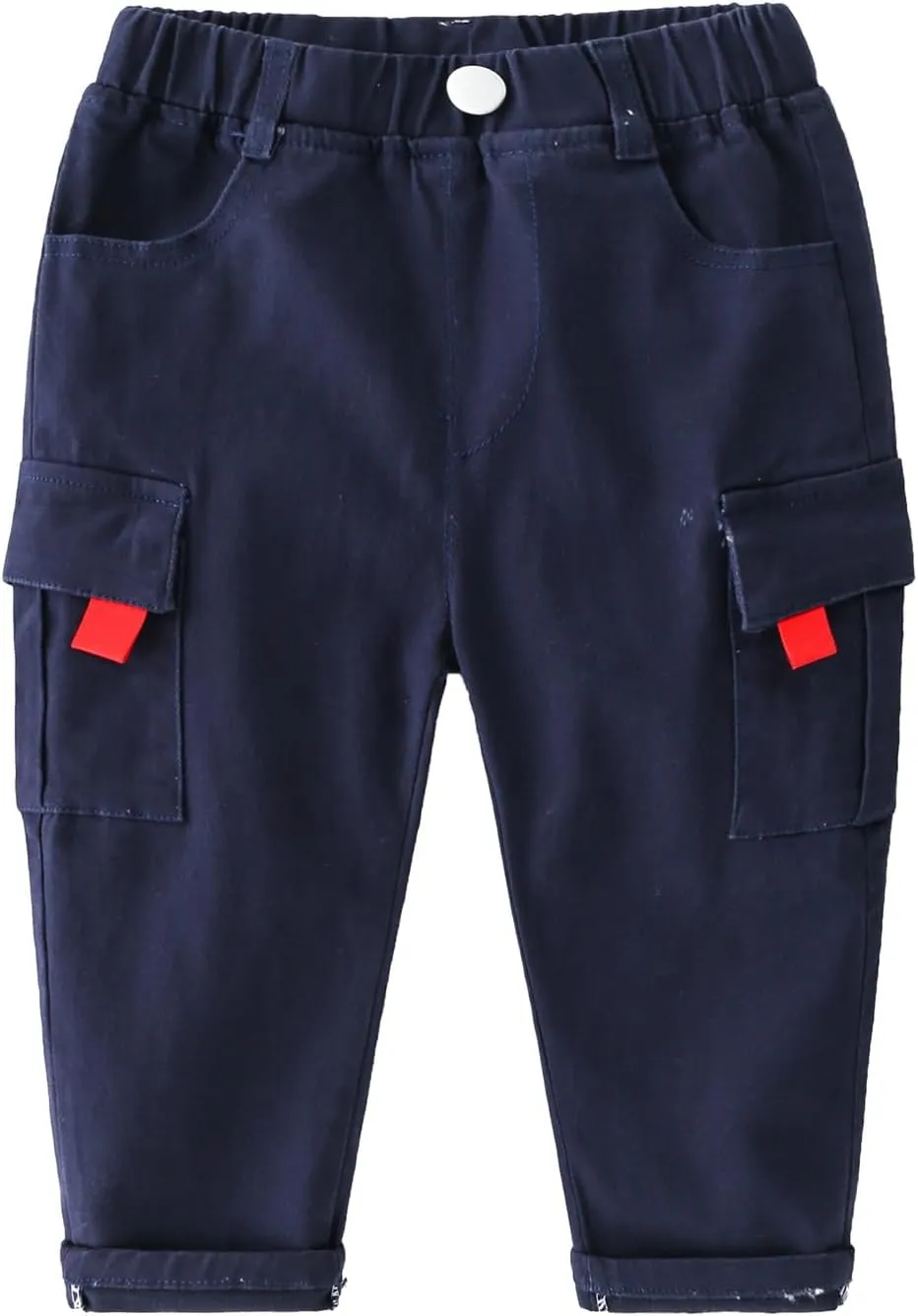 Toddler Baby Boys Twill Cargo Pants Pull-on Elastic Waist Baggy Joggers Solid School niform Hiking Pants