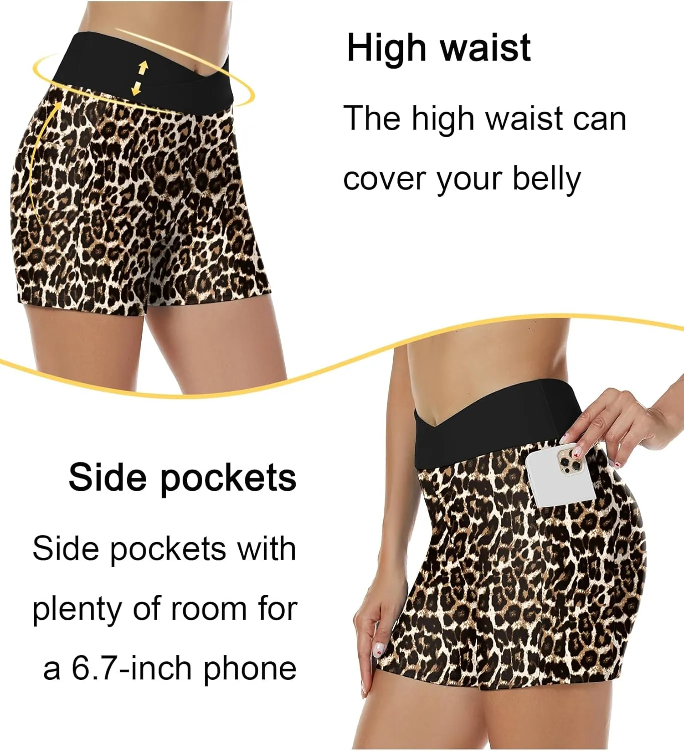 Tournesol Women's 4" Swim Shorts High Waisted Swimsuit Bottoms Cross Waist Bathing Suit Swimwear Boy Shorts with Pocket