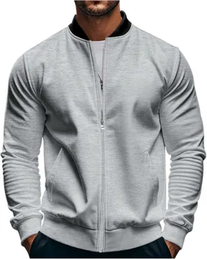 Track Jacket for Men Athletic Workout Lightweight Windproof Jacket Casual Spring Fall Windbreaker Bomber Zip Up Coat