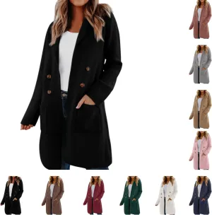 Trench Coat for Women 2024 Fall Winter Wool Coats Double Breasted Midi Peacoat Trench Coats Casual Coats for Trendy