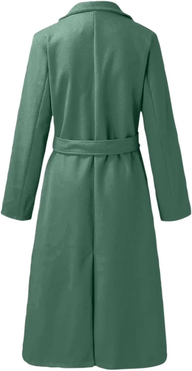 Trench Coat for Women 2024 Fuzzy Jacket Loose Fitting Warm Winter Outwear Fashion Lapel Jacket Coats Long Coat Women