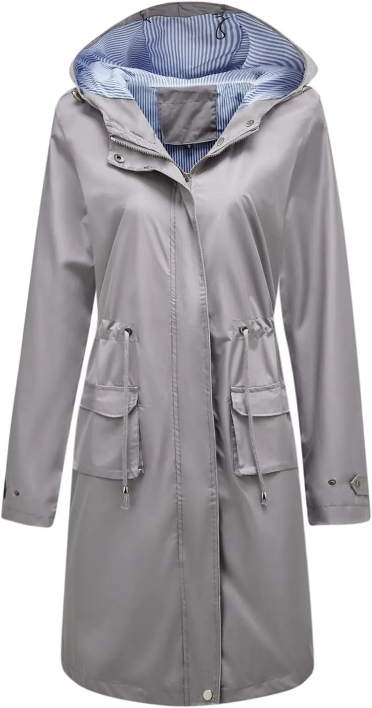 Trench Coats For Women Outdoor Trench Raincoat With Hood Lightweight Plus Size For Girls Lightweight Trench Coat