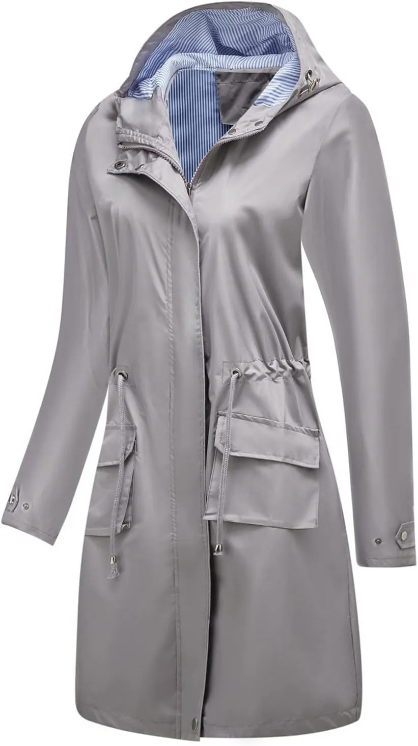 Trench Coats For Women Outdoor Trench Raincoat With Hood Lightweight Plus Size For Girls Lightweight Trench Coat
