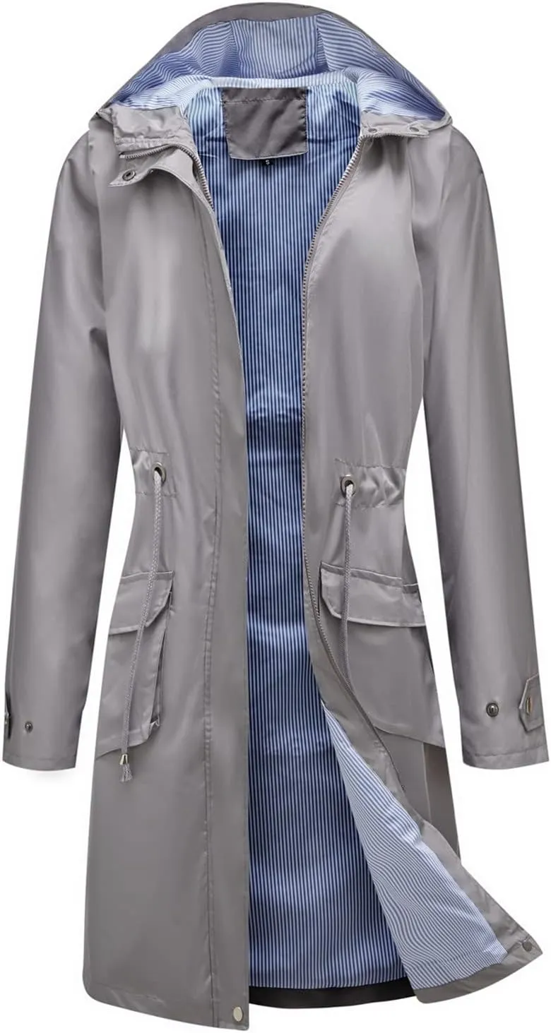 Trench Coats For Women Outdoor Trench Raincoat With Hood Lightweight Plus Size For Girls Lightweight Trench Coat