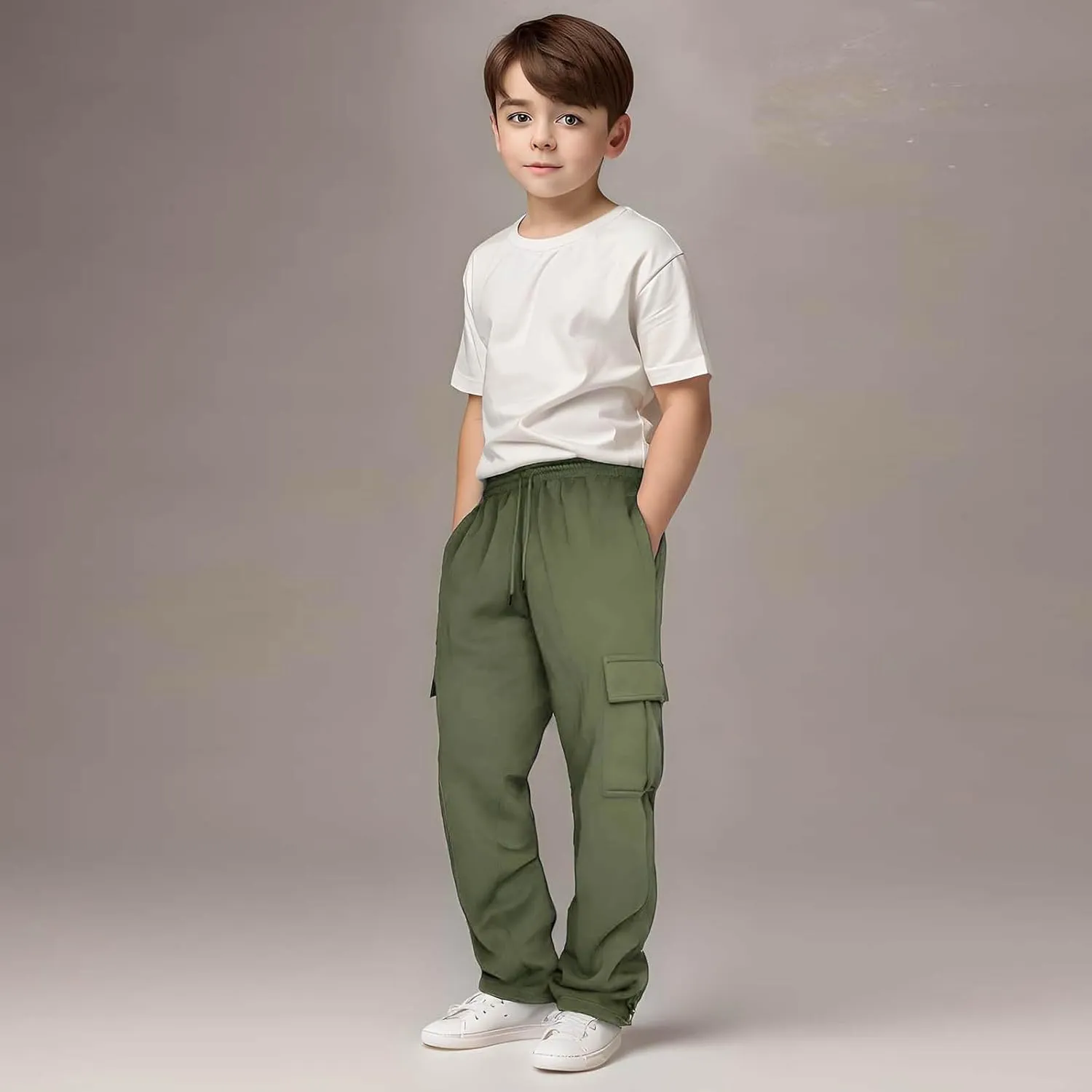Tween Boys Cargo Pants Pull On Joggers Wide Leg Sweatpants Drawstring ounge Pants School Uniform Athletic Trousers