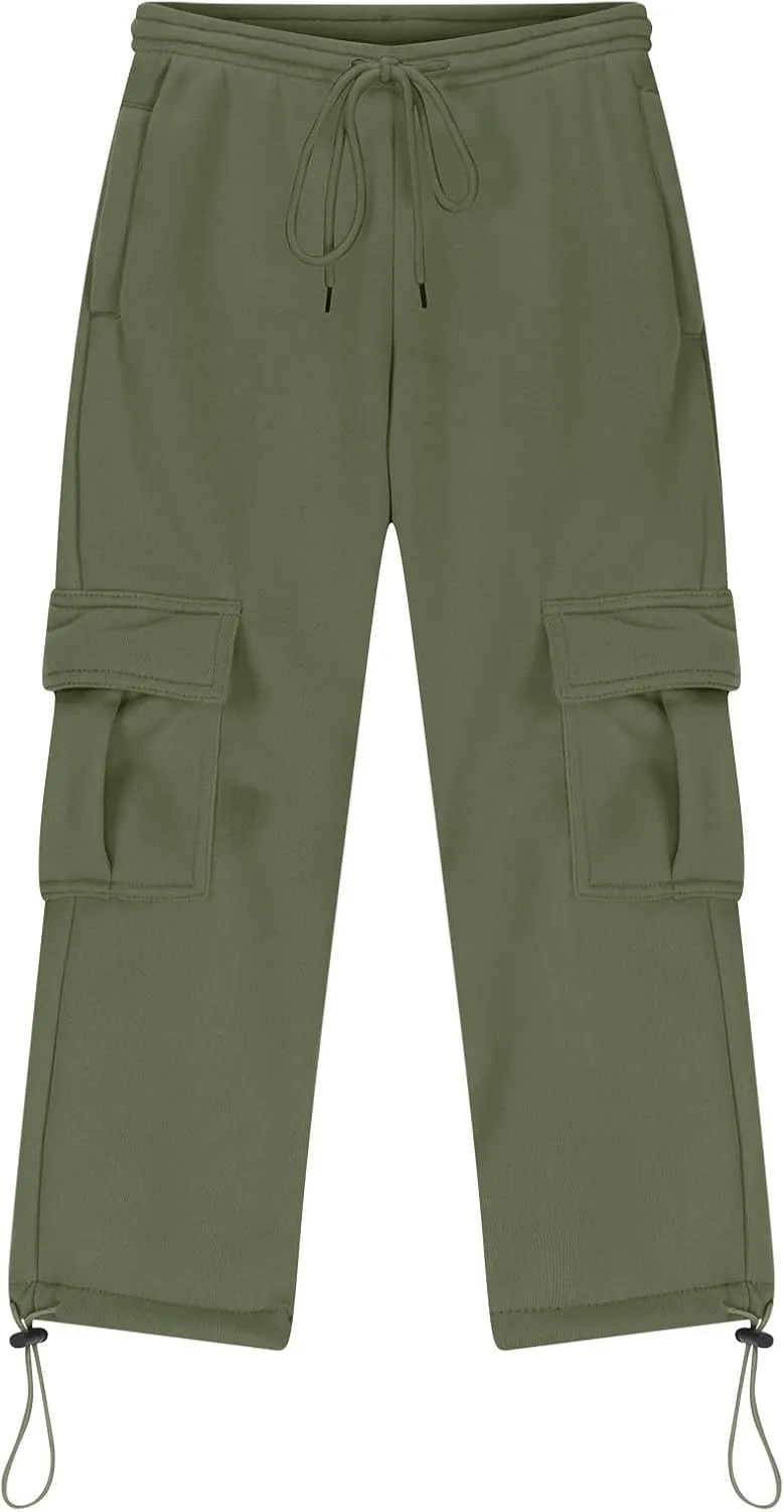 Tween Boys Cargo Pants Pull On Joggers Wide Leg Sweatpants Drawstring ounge Pants School Uniform Athletic Trousers