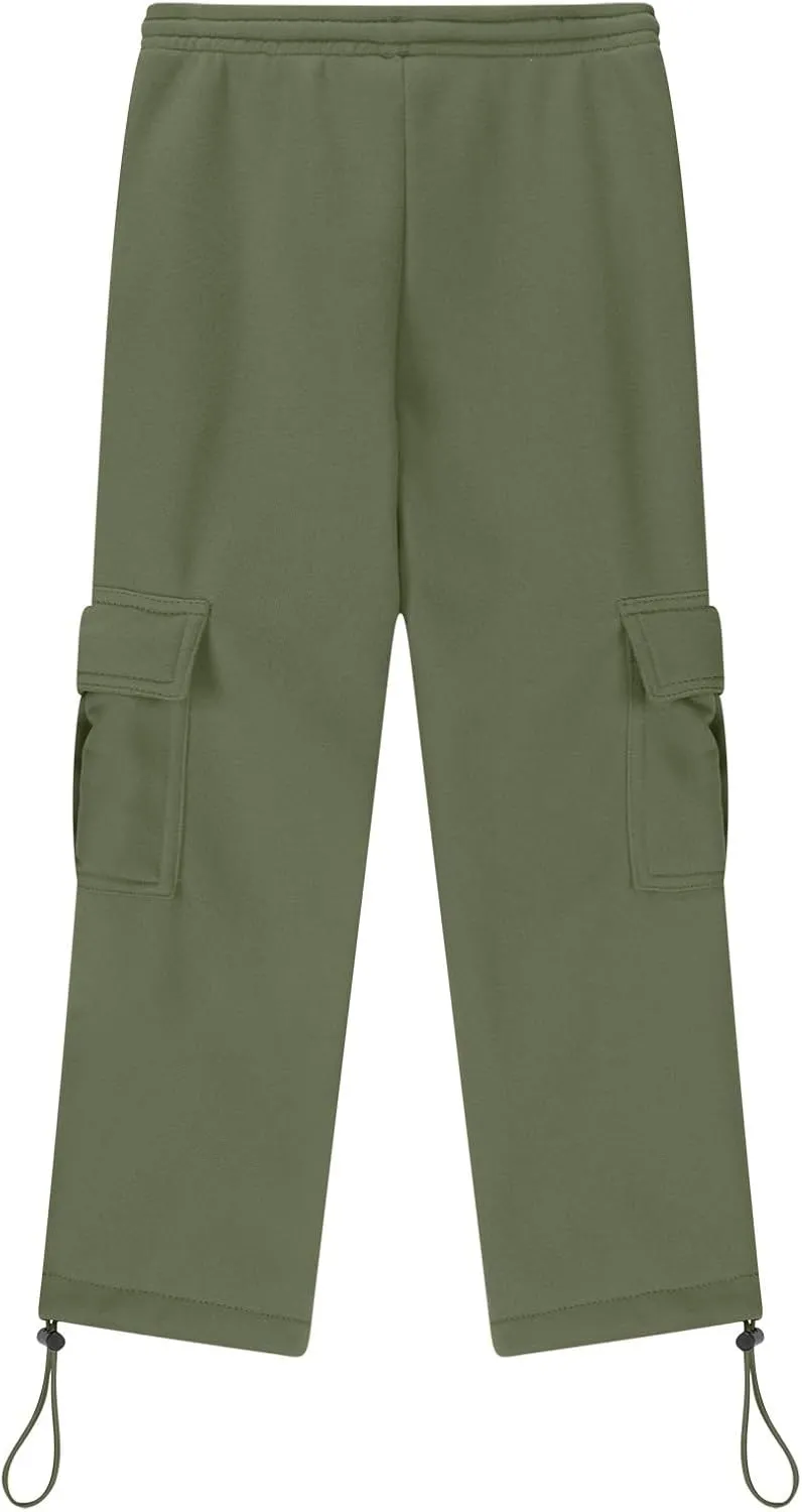 Tween Boys Cargo Pants Pull On Joggers Wide Leg Sweatpants Drawstring ounge Pants School Uniform Athletic Trousers
