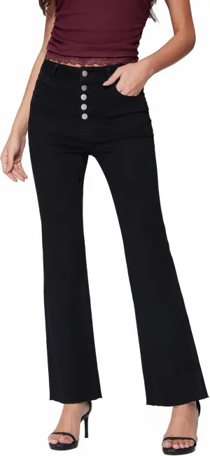 Vinova Flare Jeans for Women Button Down Bell Bottom Stetchy High Waisted Bootcut Denim Pants with Pockets