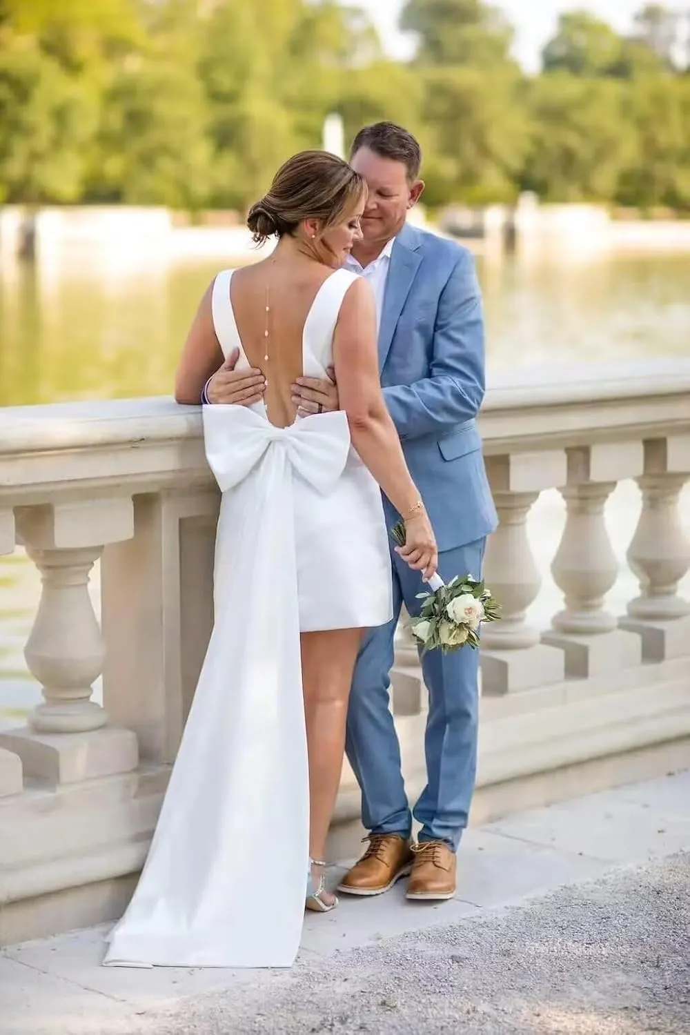 Wchecalino Short Wedding Dresses for Bride 2025 Simple Bridal Shower Dress Boho Mini Wedding Reception Gowns