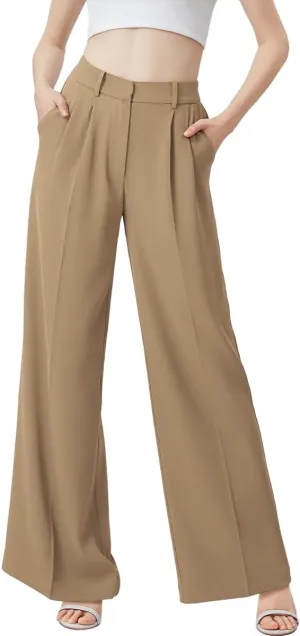 Wide Leg Pants | High Waisted Trousers with Pockets | Comfortable Work Pants | Business Casual Pants
