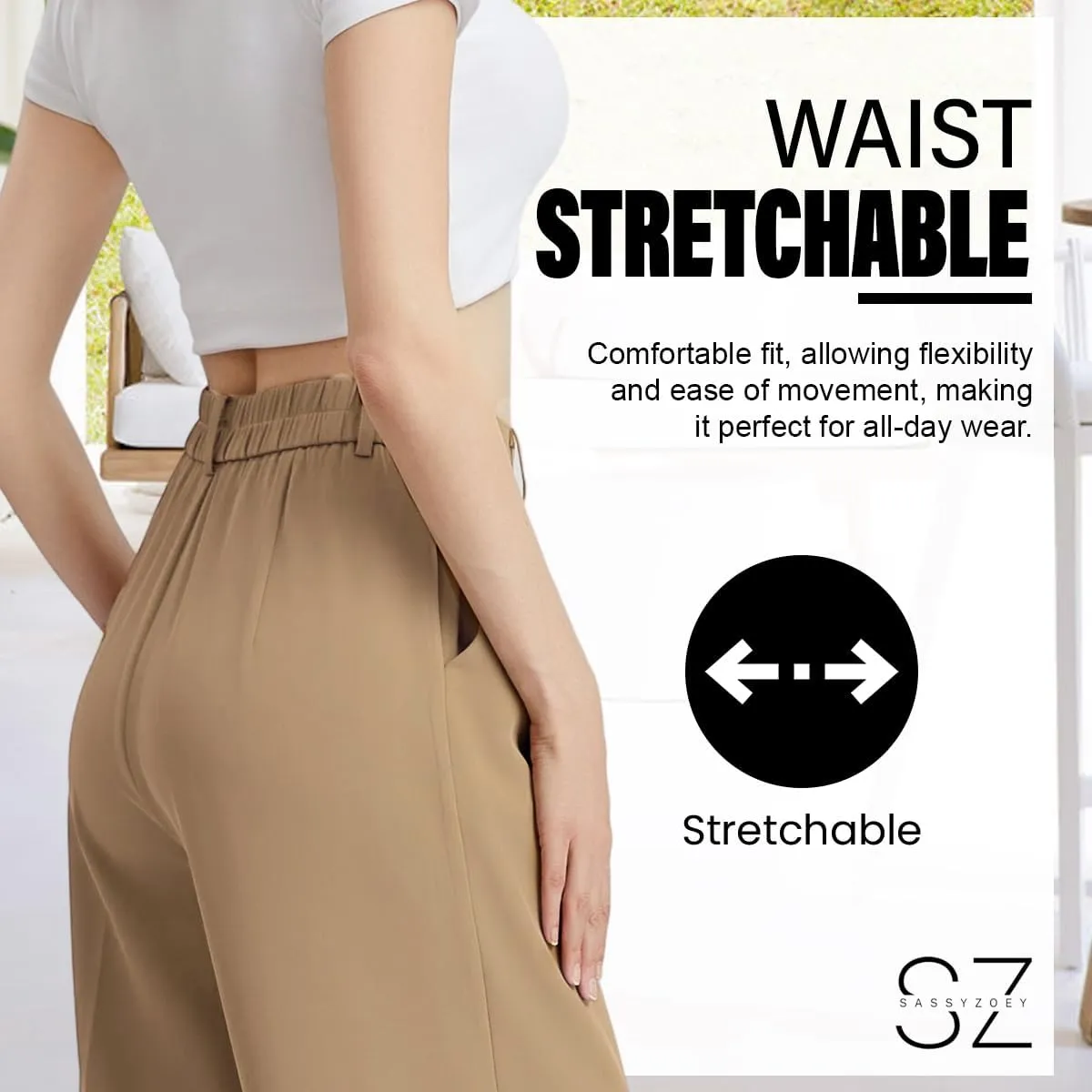 Wide Leg Pants | High Waisted Trousers with Pockets | Comfortable Work Pants | Business Casual Pants