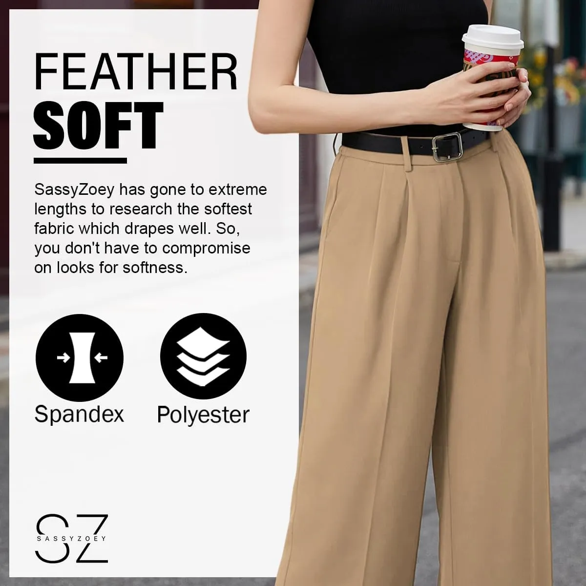 Wide Leg Pants | High Waisted Trousers with Pockets | Comfortable Work Pants | Business Casual Pants