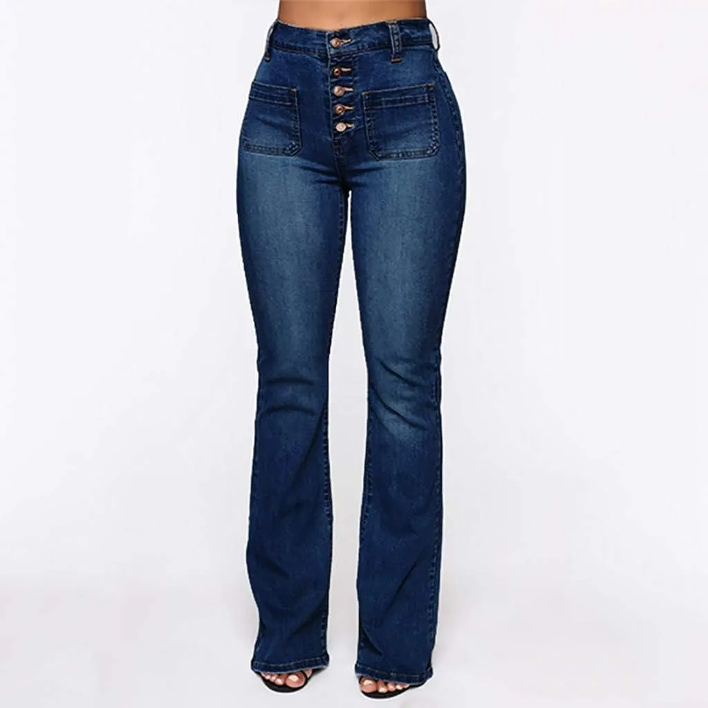 Women Flared Fit Jeans - Bell Bottom Jeans for Women Low Rise Flared Floral Embroidered Jean Washed Flare Leg Denim Pants