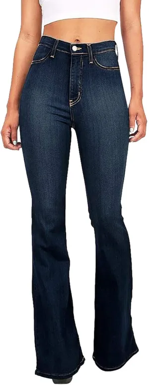 Women Flared Fit Jeans - Bell Bottom Jeans for Women Low Rise Flared Floral Embroidered Jean Washed Flare Leg Denim Pants